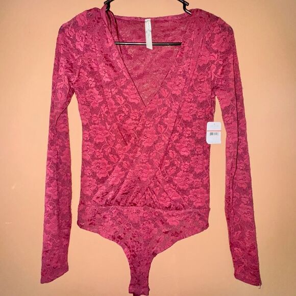 Free People Bodysuit - Red Wine Lace, XS - New With Tags! - Picture 1 of 8